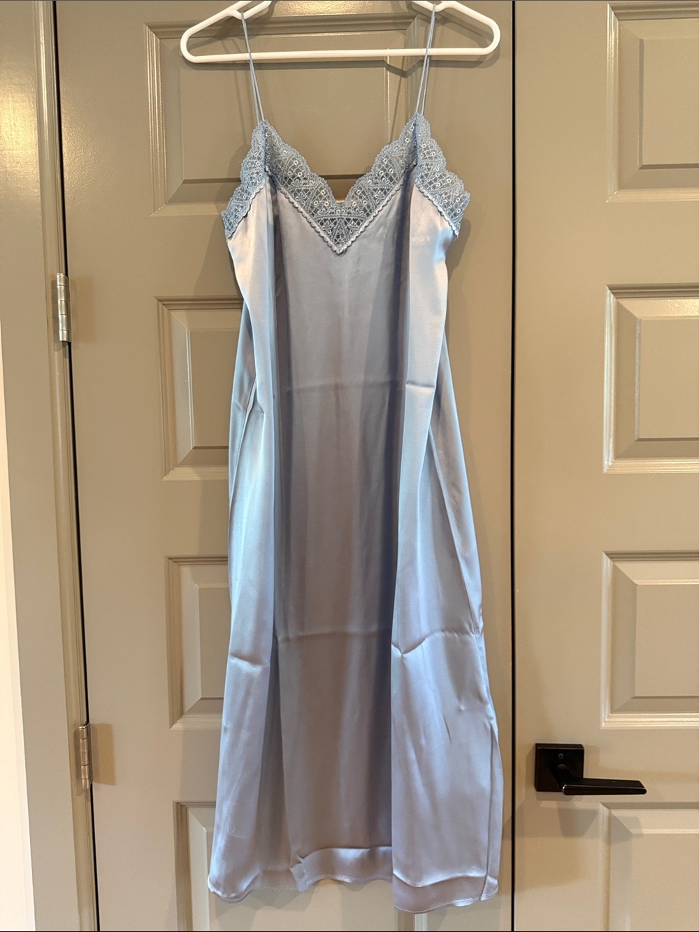 Sezane Nassima Lace-Trim Slip Dress in Light Blue NWT - Picture 4 of 9